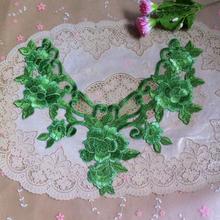 1 PC 33*24cm New Arrival Flower DIY Green Lace Collar Sewing Craft Neckline Fruit Green Lace Applique Trimming Decoration 2024 - buy cheap