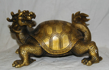 USPS to USA S1997 10" Chinese Fengshui Copper longevity Dragon Turtle Tortoise Statue Sculpture 2024 - buy cheap