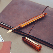 LIY (Live In You)-pluma estilográfica creativa de acrílico MITU, pluma estilográfica de resina marrón, con borde dorado EF/F y convertidor, juego de bolígrafos de regalo para escritura 2024 - compra barato