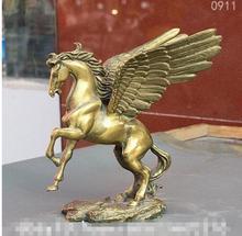 YM  306  6" Myth Chinese FengShui Copper Brass Pegasus Flying Horse Wing Statue 2024 - buy cheap