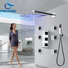 Thermostatic Bathroom Shower Faucets 3 Way LED Big Rainfall Shower Head ABS Handshower w Body Massage Jets Nozzle 2024 - buy cheap