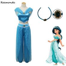 Anime Aladdin and The Magic Lamp Aladdin Cosplay Costume Princess Jasmine Top Set Suit Belly Dancer Fancy Dress Party For Girls 2024 - buy cheap