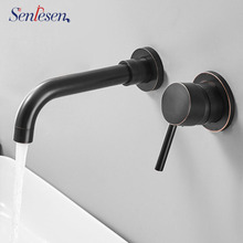 Senlesen Brass Basin Faucet Wall Mount 360 Rotation Single Handle Cold and Hot Water Mixer Tap Para Bathroom Sink 2024 - buy cheap
