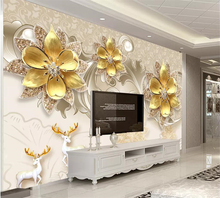 beibehang Custom wallpaper 3D stereo photo mural luxury atmosphere European jewelry flower background 3d wall papers home decor 2024 - buy cheap