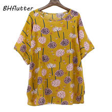 BHflutter Blouse Women 2019 New Cotton & Linen Floral Print Summer Tops Ladies Batwing Casual Blouses and Shirts Camisas Mujer 2024 - buy cheap