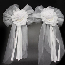 Lazo de lino con encaje y perlas para decoración de fiesta, boda, 1 unidad 2024 - compra barato