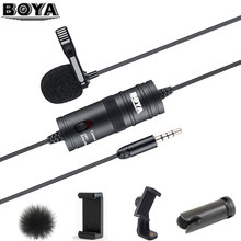 Микрофон BOYA BY-M1 Lavalier с креплением, конденсаторный аудио-и видеомикрофон, записывающее устройство для iPhone, смартфонов, Canon, Nikon, цифровых зеркальных камер с зумом 2024 - купить недорого