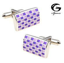 iGame Factory Supply Check Design Cuff Links Enamel Brass Material 2 Colors Option Free Shipping 2024 - buy cheap