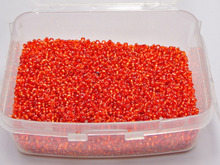 10000 cuentas de semilla de cristal, 1,5mm (12/0), rojo forrado de plata + caja de almacenamiento 2024 - compra barato