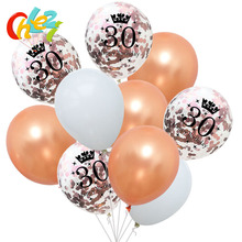 10Pcs/Lot 12Inch Happy Birthday Balloon 18 21 30 40 50 60 Wedding Anniversary Latex Clear Confetti Balloons Decor Party Supplies 2024 - buy cheap