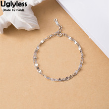 Uglyless 100% Real Solid 925 Sterling Silver Slices Bracelets for Women 2 Layers Chains Bracelet Simple Wild Sexy Fine Jewelry 2024 - buy cheap