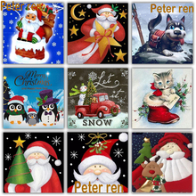 Peter ren-pintura de diamante artesanal, kit de punto de cruz, bordado completo, Navidad, mosaico, imagen de Santa Claus, perro, gato, pingüino 2024 - compra barato