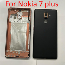 Оригинальная новая задняя крышка батарейного отсека для Nokia 7 Plus E7 Plus задняя крышка корпуса с рамкой камеры стеклянный объектив + кнопки питания 2024 - купить недорого