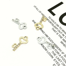 10Pcs Fashion Charms Gift Rhinestone Key Alloy Pendant Earring Necklace Jewelry Accessories DIY Electroplating Does Not Fade 2024 - buy cheap