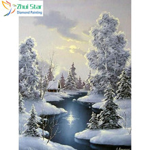 5D Diamond Painting Winter Diamond Embroidery Landscape Full Square Snow Picture Of Rhinestone Christmas Gift XY1 2024 - buy cheap