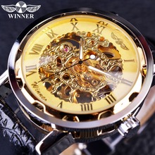 Skeleton Stainless Steel Golden Case Male Clock Luxury Montre Homme Leather Strap Wristwatch Relogio Male Men Mechanical Watch 2024 - buy cheap