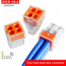 Conector de cableado de PCT-104 para caja de conexiones, 4 terminales del conductor, bloque de pines, 0,75-2,5, cable cuadrado, 5 unids/lote 2024 - compra barato