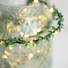 Cordão de luzes de folhas com 2m, guirlandas de lâmpada led decorativa, lâmpadas de fadas, vaso, luz de natal, decoração de jardim ao ar livre 2024 - compre barato