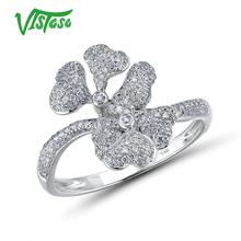 VISTOSO 14K 585 White Gold Rings For Lady White Flower Ring Sparkling Diamond Promise Engagement Rings Anniversary Fine Jewelry 2024 - buy cheap