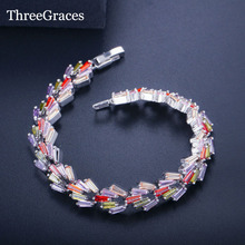 Tres piezas de diseño de marca joyería clásica americana forma de hoja grande colorido Zirconia cúbica cristal pulseras para mujer regalo BR067 2024 - compra barato