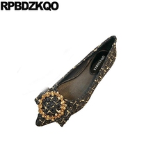 Zapatos planos a cuadros para mujer, zapatillas de punta estrecha con diamantes de imitación, color negro, cristales chinos, talla grande 41, 2021 2024 - compra barato