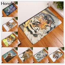 Hongbo-Felpudo de franela para puerta de entrada, alfombra antideslizante con absorción de agua, con estampado de animales tigres, para pasillo 2024 - compra barato