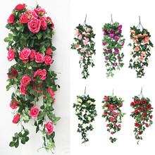 Dropshipping Simulation Fake Flower Rose Vine Wall  Orchid Hanging Basket Flower Living Room Balcony Home Decoration Flower 2024 - buy cheap