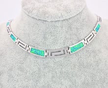 Wholesale & Retail Fashion Jewelry Green Fire Opal Stone Choker Necklaces For Women BRC17082709 2024 - buy cheap