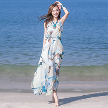 Summer New Spaghetti Strap Chiffon Print Dress Bohemian Seaside Beach Dress Sexy Party Dresses 2024 - buy cheap