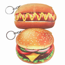 M079  Coin Purses Cute Hamburger PU Leather Lovely Food Card Bag Key Buckle Wallet Wholesale 2024 - buy cheap