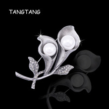 Black Tone New Fashion Trendy White Simulated Pearl Antique Tin Alloy Gray Rhinestone Jewelry Brooch Pin, Item NO: BH7962 2024 - buy cheap