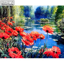 Full Square drill 5D DIY Diamond painting Red flowers Embroidery Mosaic Cross Stitch Rhinestone decor  HYY 2024 - buy cheap