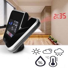 2019 New Fashion Creative  Projection Digital Weather LCD Snooze Alarm Clock Projector Color Display LED Backlight Bell Timer 2024 - buy cheap