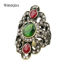 Vintage Luxury Boho Crystal Wedding Rings For Women Black Red Resin Gold Ring Party Accessories Ethnic Turkish Indian Jewelry 2024 - buy cheap