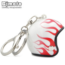 BJMOTO 1PC Trendy Keyring Men Women Key Ring Red Flames Motorcycle Helmet Key Chain For Car Purse Bag Gift Prominency 2024 - buy cheap