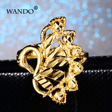 WANDO-Anillo de boda de plumas de pavo real Etíope para mujer y niña, sortija de Color dorado, Ucrania, Oriente Medio, Italia, Francia, joyería R67 2024 - compra barato