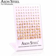 ASONSTEEL 60Pairs/Lot Stainless Steel Cut Stud Earrings Triangle Shape Unisex Earrings Size 3-8MM Jewelry 2024 - buy cheap