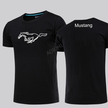 Novo verão homem e mulher moda mustang t-camisa masculina nova manga curta t camisa de cor sólida 2024 - compre barato