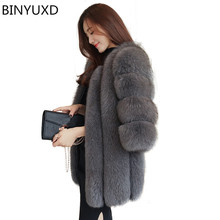 BINYUXD  New Elegant Fake Fox Fur Jacket Women Winter Fashion Faux Fox Fur Jackets Woman Warm Artifical Fox Fur Coats Ladies 2024 - buy cheap