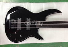 Top Quality QShelly Custom Black 5 Strings Bass Fretless Ebony Fingerboard Electric Bass Guitar Musical Instrument Shop 2024 - buy cheap