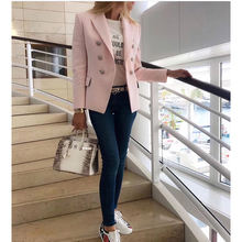 TOP QUALITY Star Stylish Designer Blazer Jacket For Women Silver Lion Buttons Double Breasted Pink Blazer size S-XXXL 2024 - buy cheap