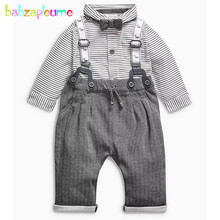 2PCS/0-24Months/Spring Autumn Baby Boys Clothes Gentleman Suits Stripe Bow Shirt+Pants 1st birthday Newborn Clothing Sets BC1288 2024 - buy cheap