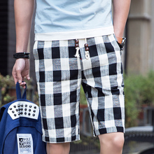 Bermuda Shorts Male Hot 2022 Summer Elastic Waist Mens Plaid Shorts Classic Design Cotton Linen Casual Beach Short Pants S-4XL 2024 - buy cheap