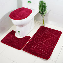 Zeegle 3D Embossed Bath Mat Anti-slip Bathroom Floor Mats 3pcs Bathroom Rug Absorbent Mat For Toilet Carpet Bathroom Bath Rugs 2024 - buy cheap