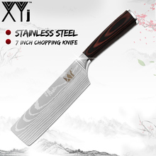 XYj японский кухонный нож из нержавеющей стали, нож для измельчения мяса с антипригарным покрытием Nakiri, дамасское венообразующее узор, инструменты для приготовления пищи 2024 - купить недорого