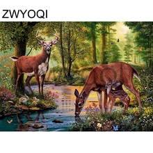 Full Square Diamond mosaic deer scenery forest river5D DIY Diamond embroidery deer Full Round Diamond painting Cross stitch deer 2024 - buy cheap