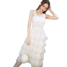 B2818 2021 new summer women fashion temperament sweet lady condole belt lace layer dress cheap wholesale 2024 - buy cheap