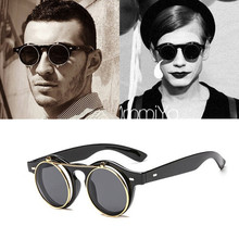New Flip Up Steampunk Sunglasses Men Round Vintage Sunglass Brand Designer Glasses UV400 okulary zonnebril heren gafas de sol 2024 - buy cheap
