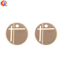 Diseño Cordial 100 piezas 10*10 MM pendientes accesorios/hecho a mano/dijes/chapado en oro genuino/ componente de hallazgos de joyería/forma redonda 2024 - compra barato