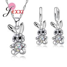 Cartoon Rabbit Design Cartoon 925 Sterling Silver Jewelry Set For Women Hot Pendant Necklace Earring Girls Jewerly Set 2024 - buy cheap